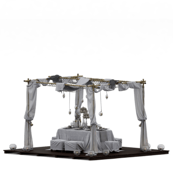 Isometric Table set front 3D render png