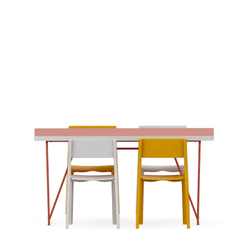 Isometric Table set front 3D render png