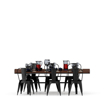 Isometric Table set front 3D render png