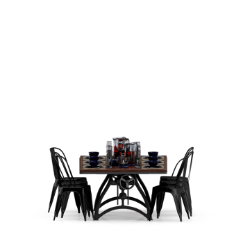 Isometric Table set front 3D render png