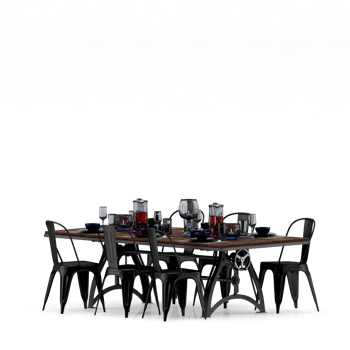 Isometric Table set front 3D render png