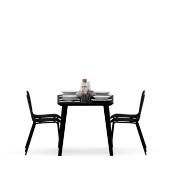 Isometric Table set front 3D render png