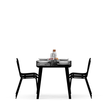 Isometric Table set front 3D render png