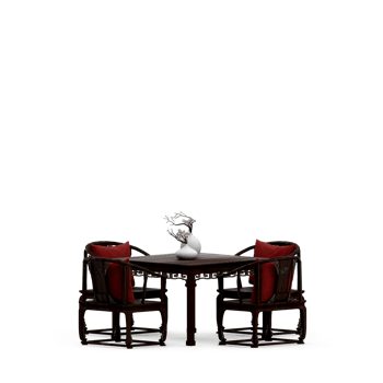 Isometric Table set front 3D render png