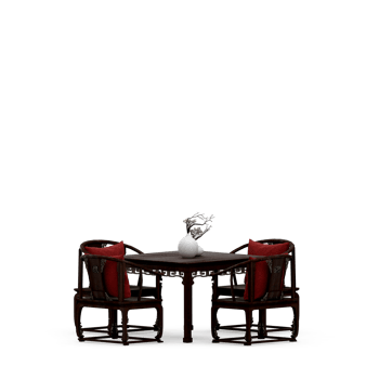 Isometric Table set front 3D render png