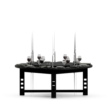 Isometric Table set front 3D render png