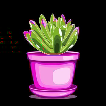 Snow White panda kalanchoe plant in pink clay pot in flat technique vector
