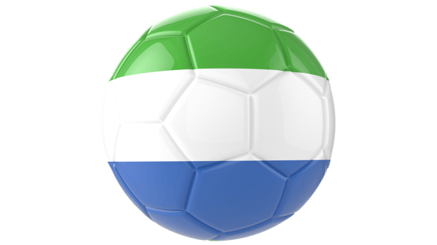 3d realistic soccer ball with the flag of Sierra Leone on it isolated on transparent PNG background