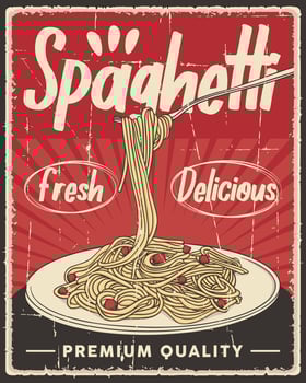 Retro Pasta Spaghetti Italian Food Poster vector