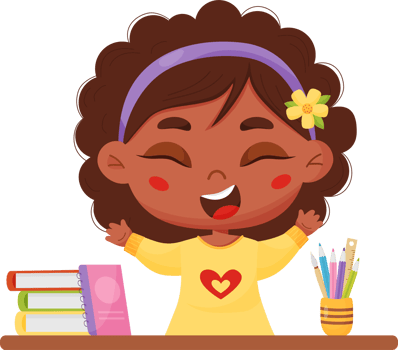 Joyful black ethnic girl schoolgirl png