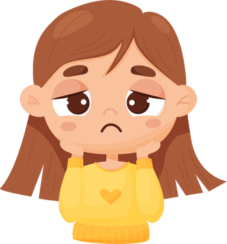 Sad pensive cute girl png