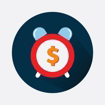 Alarm Clock and Dollar. Time is money concept. Tax time reminder. Business investments, earnings and financial savings. Fast money. Quick Loan vector