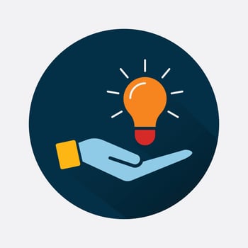 idea bulb with isolated background vector icon, creative symbol. Modern, simple flat vector illustration for web site or mobile app