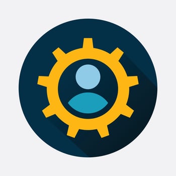Service Icon Vector gear and user sign with isolated background