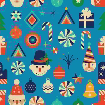 Vintage Christmas pattern with Christmas toys. Christmas seamless background vector