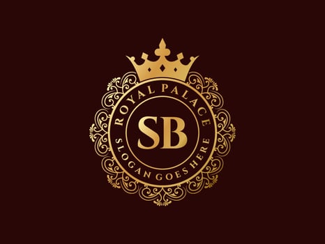 Letter SB Antique royal luxury victorian logo with ornamental frame. vector