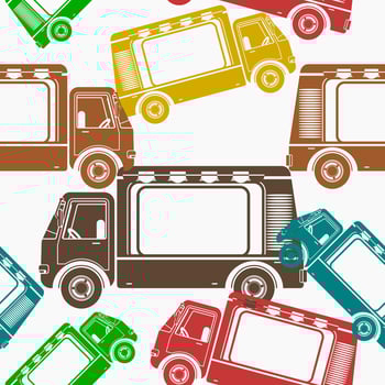 Editable Flat Monochrome Side View Mobile Food Trucks Vector Illustration in Various Colors for Creating Background of Vehicle or Food and Drink Business Related Design