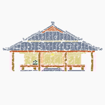 Editable Traditional Japanese House Vector Illustration in Brush Strokes Style for Tourism Travel and Culture or History Education