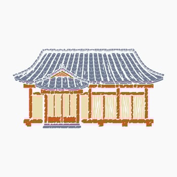 Editable Brush Strokes Style Traditional Japanese House Vector Illustration for Tourism Travel and Culture or History Education