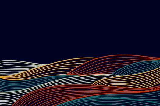 Black background colorful line curve Japanese design beautiful wallpaper vector