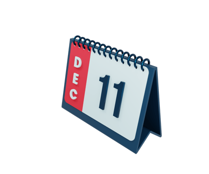 December Realistic Desk Calendar Icon 3D Illustration Date December 11 png