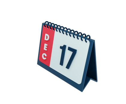 December Realistic Desk Calendar Icon 3D Illustration Date December 17 png