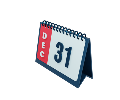December Realistic Desk Calendar Icon 3D Illustration Date December 31 png