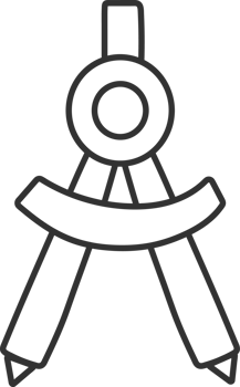 Compasses black thin line element, School icon set. png