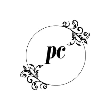 Initial PC logo monogram letter feminine elegance vector