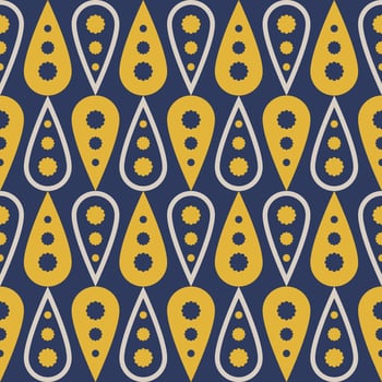 Modern paisley pattern. Colorful yellow-blue paisley flower seamless pattern background. Simple ethnic paisley pattern for fabric, interior decoration elements, upholstery, wrapping. vector