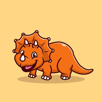 Cute Triceratops Smiling Cartoon Vector Icon Illustration. Animal Dinosaur Icon Concept Isolated Premium Vector. Flat Cartoon Style
