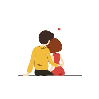 Cute couple feeling in love being together cartoon character flat vector illustration isolated on white background. Happy Valentin's Day.