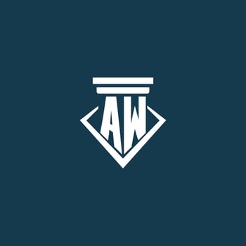 AW initial monogram logo for law firm, lawyer or advocate with pillar icon design vector