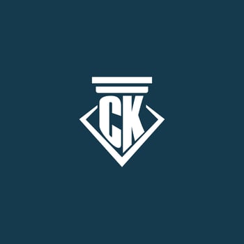 CK initial monogram logo for law firm, lawyer or advocate with pillar icon design vector