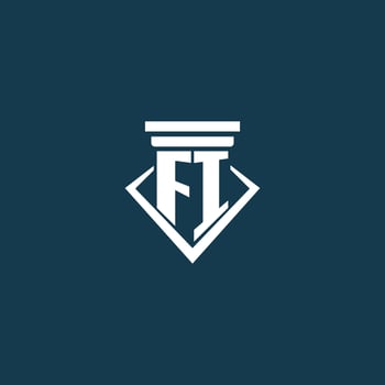 FI initial monogram logo for law firm, lawyer or advocate with pillar icon design vector