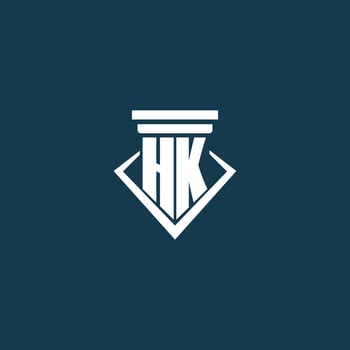 HK initial monogram logo for law firm, lawyer or advocate with pillar icon design vector