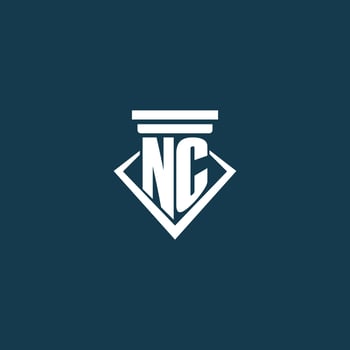NC initial monogram logo for law firm, lawyer or advocate with pillar icon design vector