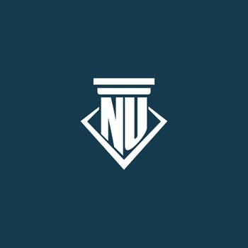 NU initial monogram logo for law firm, lawyer or advocate with pillar icon design vector