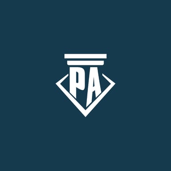 PA initial monogram logo for law firm, lawyer or advocate with pillar icon design vector