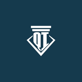 QI initial monogram logo for law firm, lawyer or advocate with pillar icon design vector