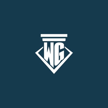 WG initial monogram logo for law firm, lawyer or advocate with pillar icon design vector