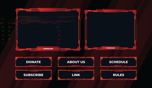 twitch panels overlay stream set template vector