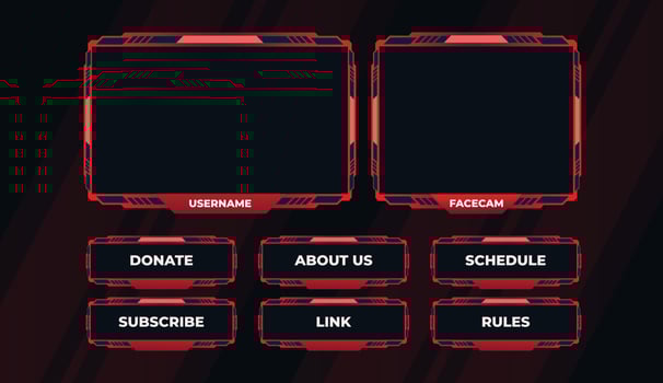 Red twitch panels design template vector