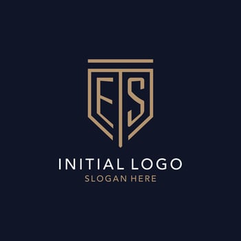 ES initial logo monogram with simple luxury shield icon design vector