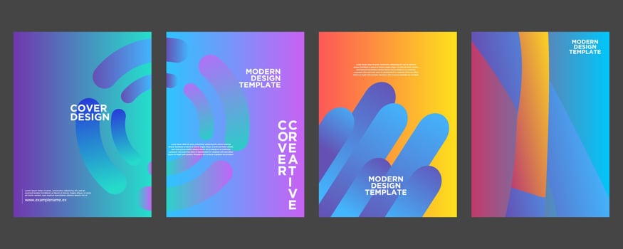 Creative cover or poster concept in modern minimal style for corporate identity, branding, social media advertisement, promo. Minimalist cover design template with blue, pink, yellow dynamic lines vector