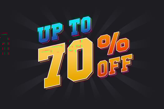 Up To 70 Percent off Special Discount Offer. Upto 70 off Sale of advertising campaign vector graphics.