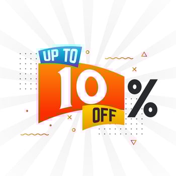 Up To 10 Percent off Special Discount Offer. Upto 10 off Sale of advertising campaign vector graphics.