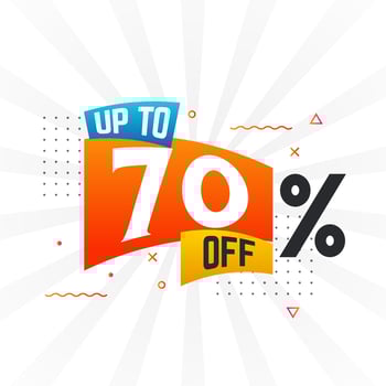 Up To 70 Percent off Special Discount Offer. Upto 70 off Sale of advertising campaign vector graphics.