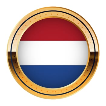 Netherlands Flag Emblem, Gold Medal Model, World Cup Flag, Lower Third Icon vector