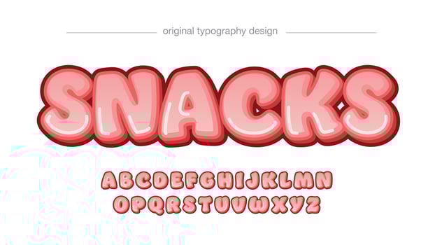 pink cartoon text effect vector